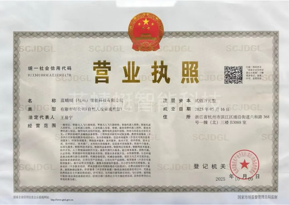 官方资质 | 蓝蜻蜓智能科技有限公司合规经营与专业认证